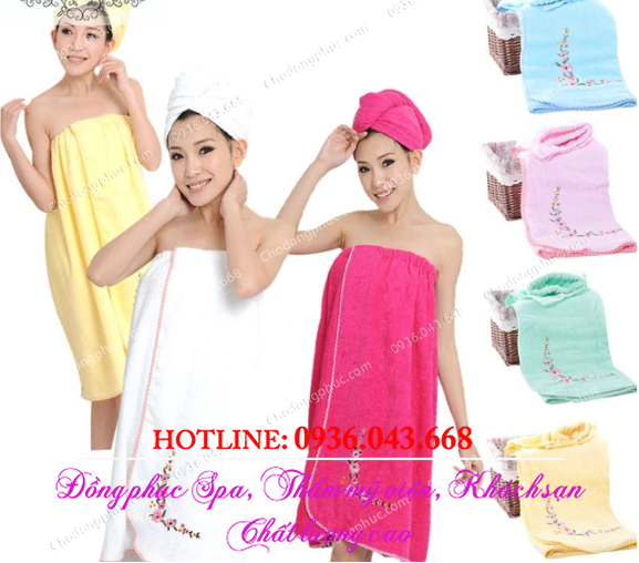 10 mẫu váy quây khách spa, massage bằng chất vải lụa, cotton