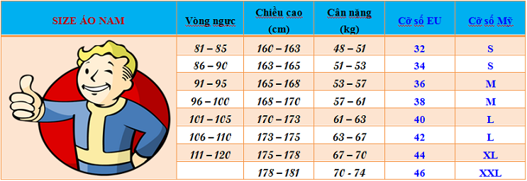 size ao phong