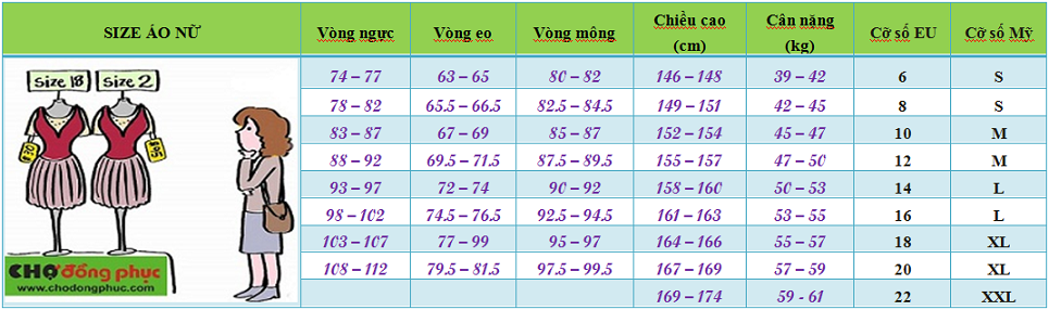 size dong phuc